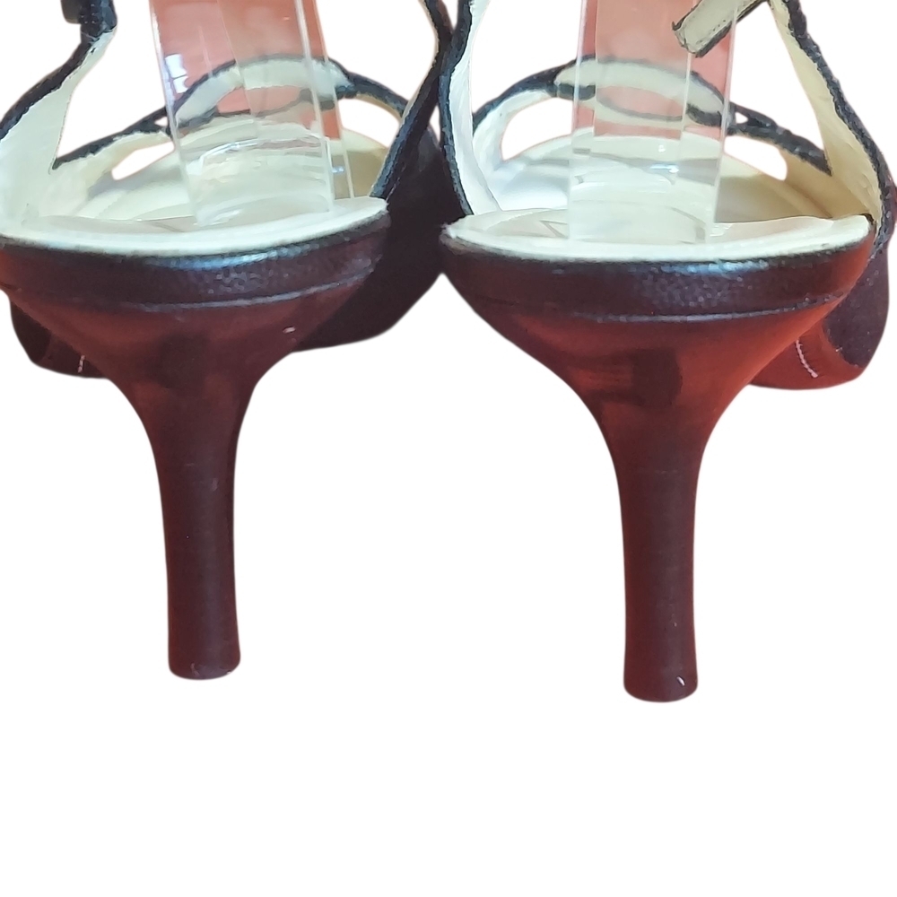 Vintage Cole Haan Black Slingback Kitten Heels Ring Detail Open Toe 9.5B - Picture 8 of 16